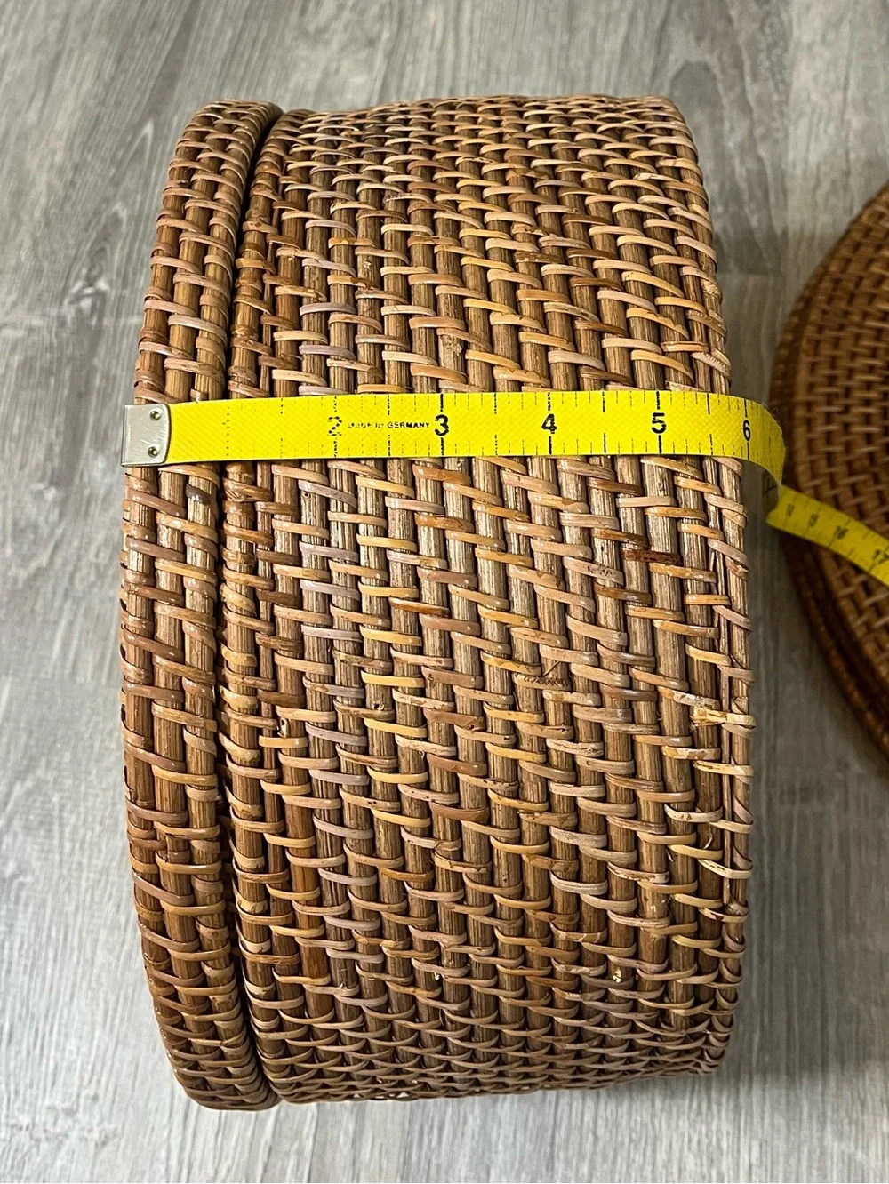 Pier 1 One Imports Brown Rattan Wooden Basket and 4 Round Table Placemats